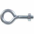 Hardware Essentials Eye Bolt with Nut, 1/4-20 Thread, Coarse Thread, 0.5625 in ID x 0.97 in OD Dia Eye, Steel 320706